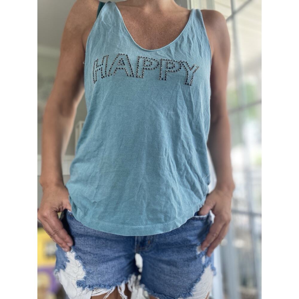 ZADIG & VOLTAIRE light blue sleeveless tank silver metal detail Cotton S